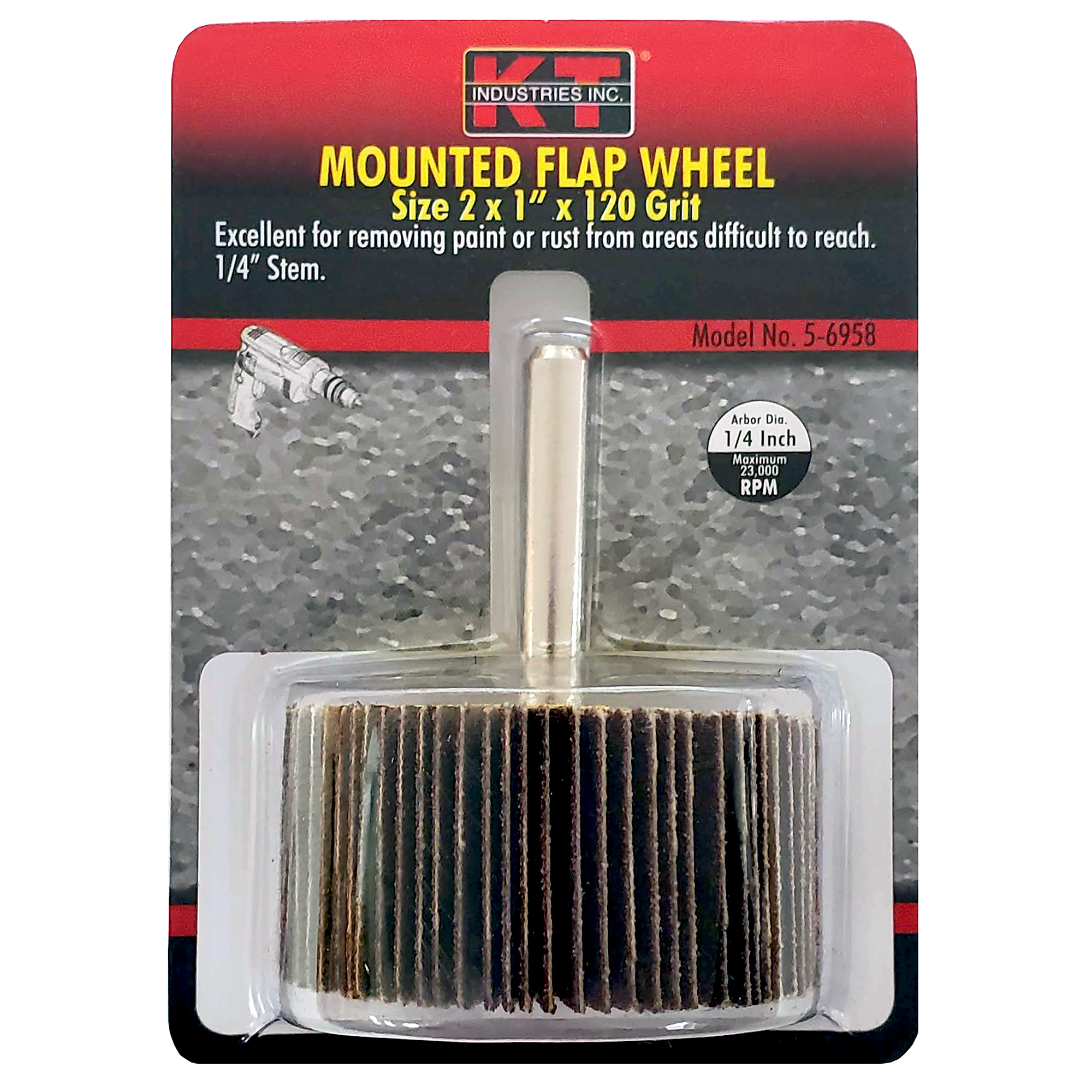 K-T Industries Flap Wheel — 2in. x 1in., 120 Grit, 23,000 RPM, Model# 5-6958